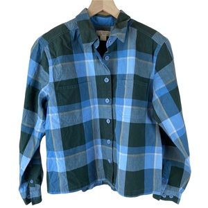 Christopher and Banks Blue Plaid Shacket Shirt Jacket Small Cotton